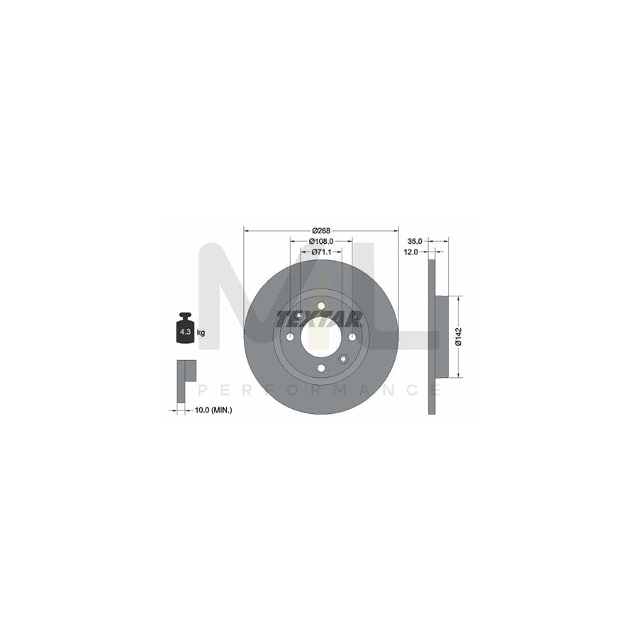 TEXTAR 92325903 Brake Disc Solid, Coated, without wheel hub, without wheel studs | Performance Parts Direct Car Parts