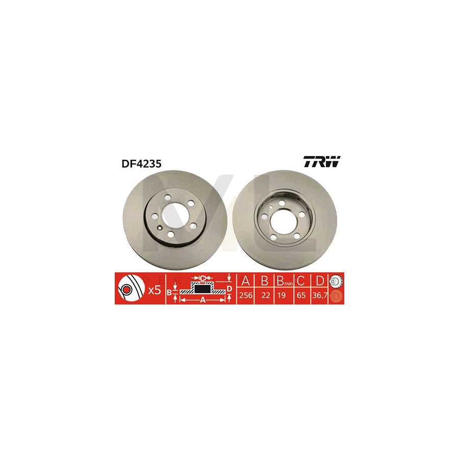 TRW DF4235 Brake Disc Vented | Performance Parts Direct Car Parts