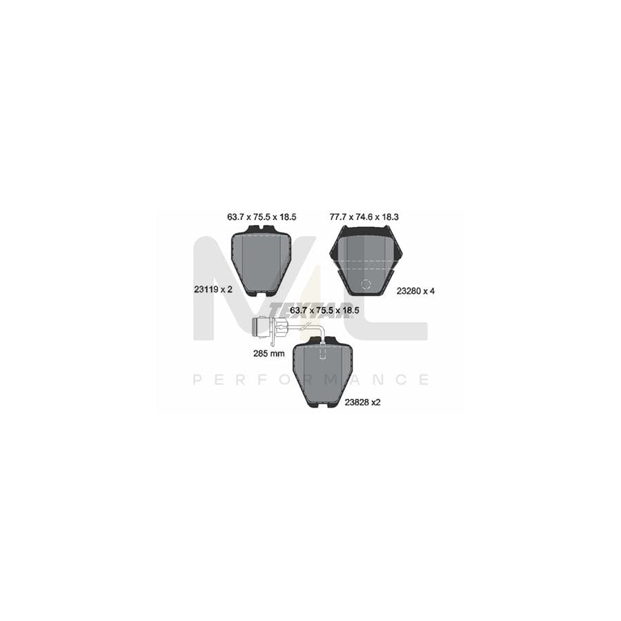 TEXTAR 2311901 Brake pad set for AUDI A8 with integrated wear warning contact