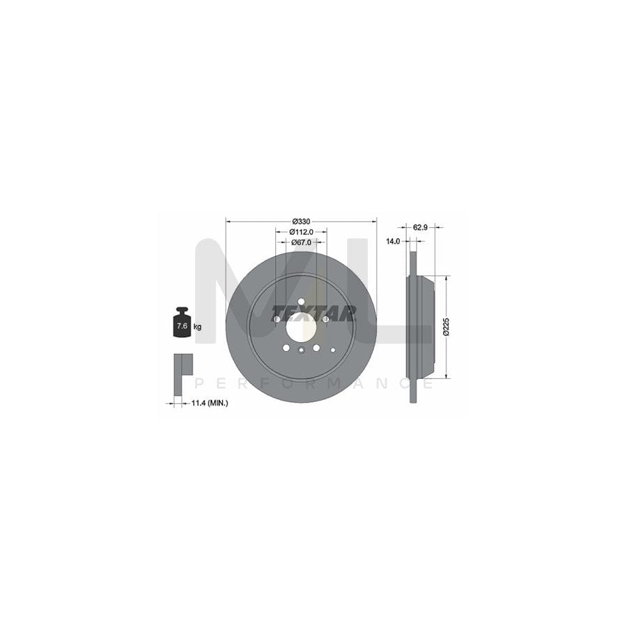TEXTAR 92150800 Brake Disc Solid, without wheel hub, without wheel studs | Performance Parts Direct Car Parts