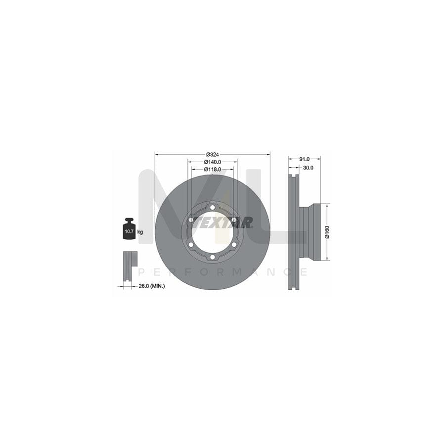 TEXTAR 93087600 Brake Disc Internally Vented, without wheel hub, without wheel studs | Performance Parts Direct Car Parts