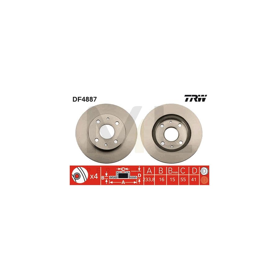 TRW DF4887 Brake Disc Vented, Painted | Performance Parts Direct Car Parts