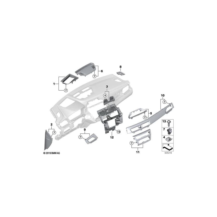 Genuine BMW 51459317244 F39 F48 Cover, Side Window Defroster, Right (Inc. X1 28i, X2 20dX & X2 25dX)