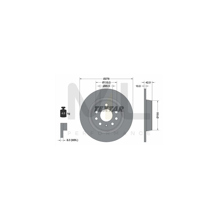 TEXTAR 92167600 Brake Disc Solid, without wheel hub, without wheel studs | Performance Parts Direct Car Parts