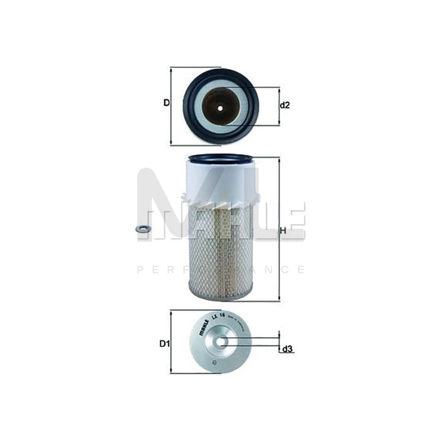 MAHLE ORIGINAL LX 16 Air Filter Filter Insert | Performance Parts DirectCar Parts