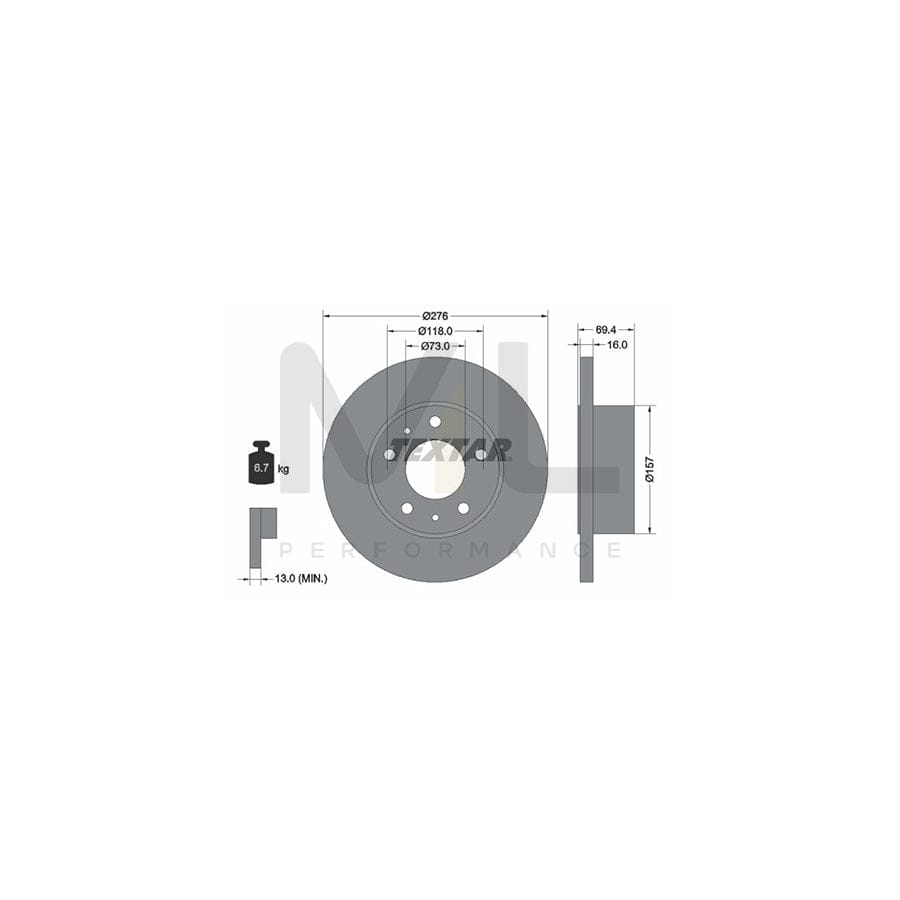 TEXTAR 93104700 Brake Disc for IVECO Daily Solid, without wheel hub, without wheel studs | Performance Parts Direct Car Parts