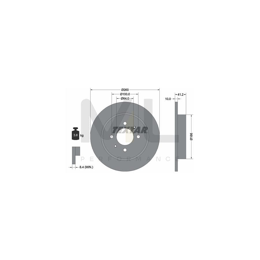 TEXTAR PRO 92171203 Brake Disc Solid, Coated, without wheel hub, without wheel studs | Performance Parts Direct Car Parts