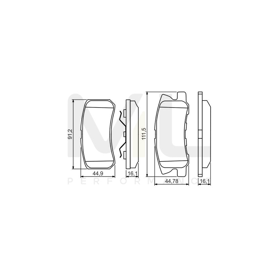 Bosch 0986495357 Brake Pad Set With Piston Clip BP1649 | Performance Parts Direct Car Parts