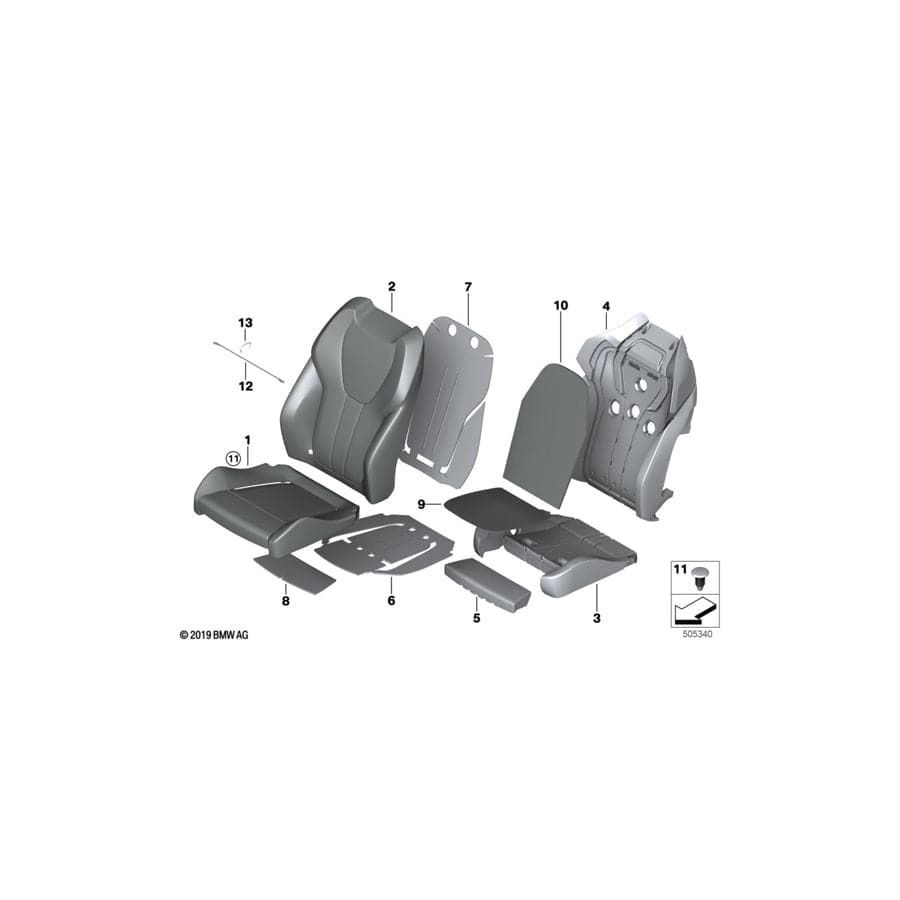 Genuine BMW 52107477502 G06 G05 G07 Heater Element For Sport Seat (Inc. X6 M50iX, X5 M50iX & X5 25dX)