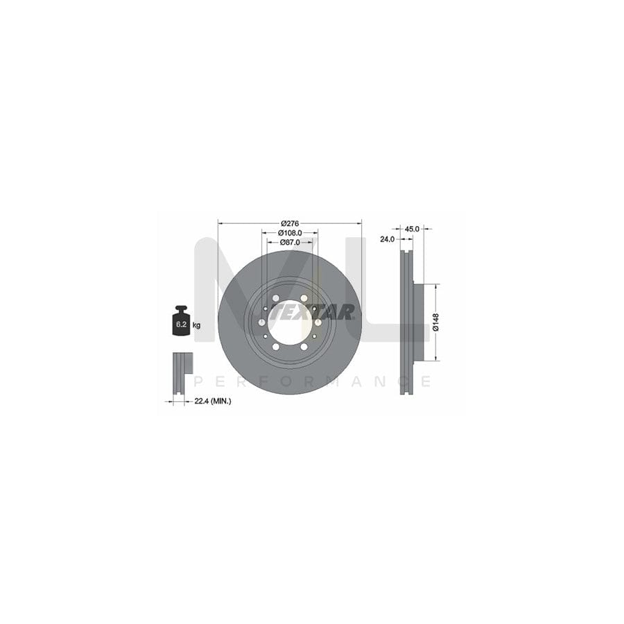 TEXTAR 92079800 Brake Disc Internally Vented, without wheel hub, without wheel studs | Performance Parts Direct Car Parts