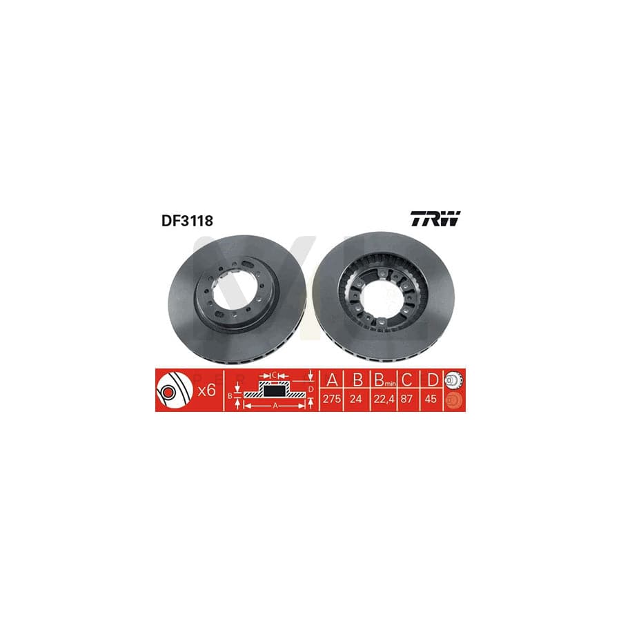TRW DF3118 Brake Disc Vented, Painted | Performance Parts Direct Car Parts