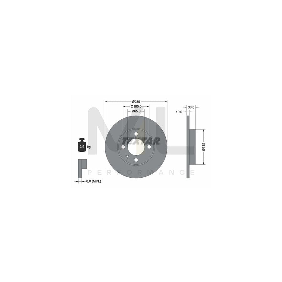 TEXTAR 92071900 Brake Disc Solid, without wheel hub, without wheel studs | Performance Parts Direct Car Parts