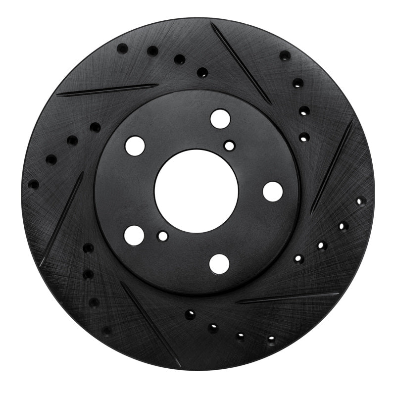R1 Concepts R1 92-98 Lexus SC300 Front Right Drilled & Slotted Black Brake Rotor