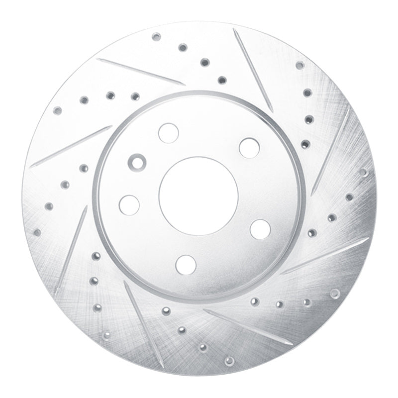 R1 Concepts R1 08-14 Cadillac CTS Front Right Drilled & Slotted Silver Brake Rotor