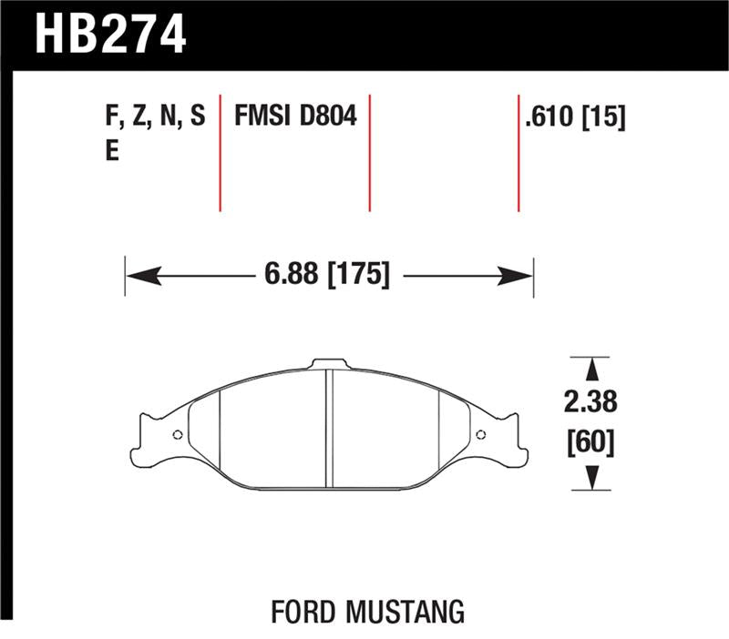 Hawk Performance Hawk 96-10 Ford Mustang Blue 9012 Race Front Brake Pads