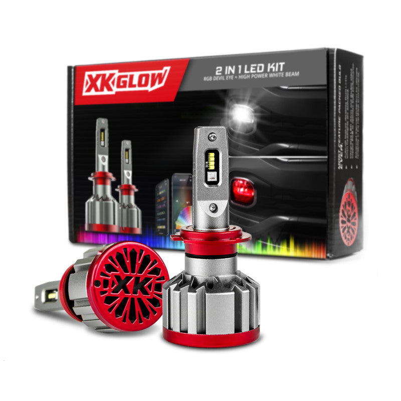 XKGLOW XK Glow RGB 2In1 LED Headlight Bulb Million Color XKCHROME App RGB/LED Headlight Kit - 2x H4