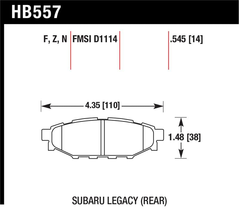 Hawk Performance Hawk 08 WRX Rear HP+ Street Brake Pads
