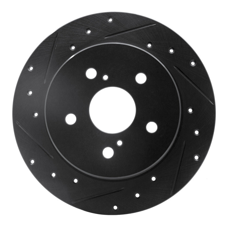 R1 Concepts R1 2015-2025 Lexus NX200T Rear Left Drilled & Slotted Black Brake Rotor