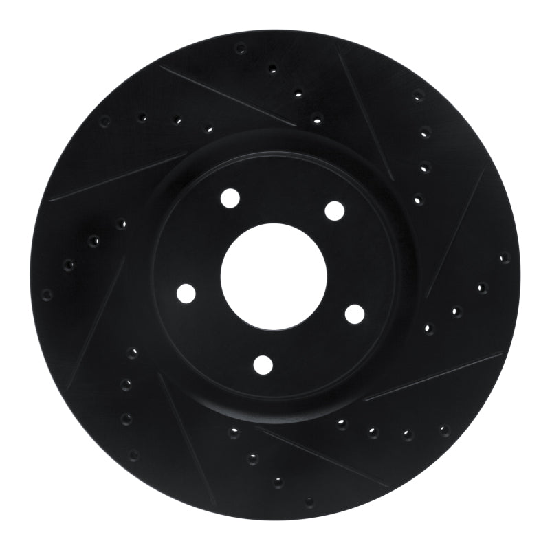 R1 Concepts R1 07-17 Nissan Sentra Front Right Drilled & Slotted Black Brake Rotor