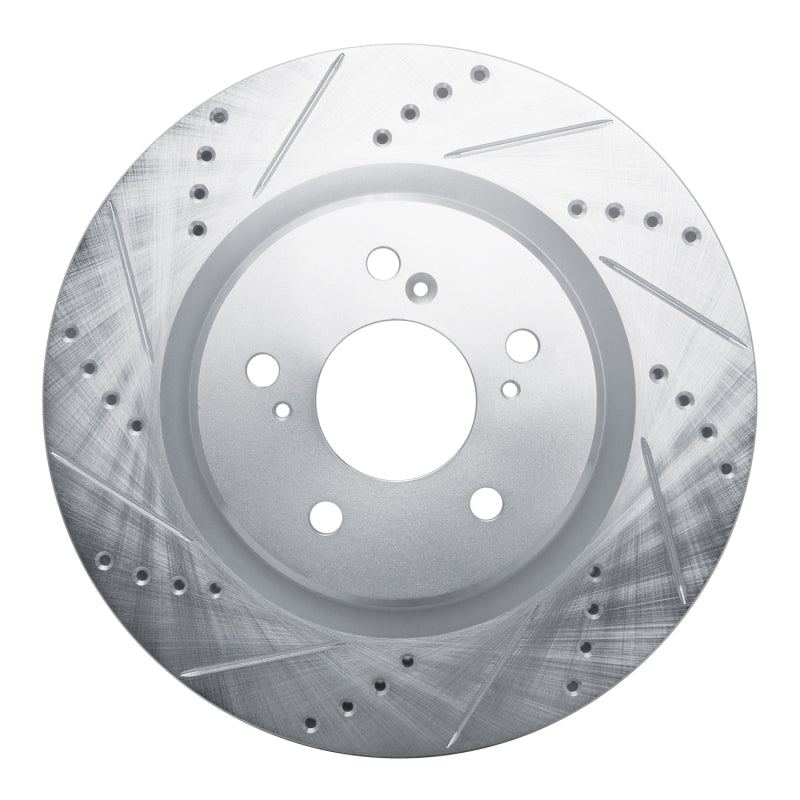 R1 Concepts R1 2021-2025 Acura TLX Front Left Drilled & Slotted Silver Brake Rotor