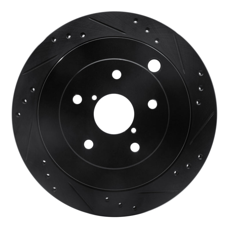 R1 Concepts R1 06-14 Subaru Tribeca Rear Right Drilled & Slotted Black Brake Rotor