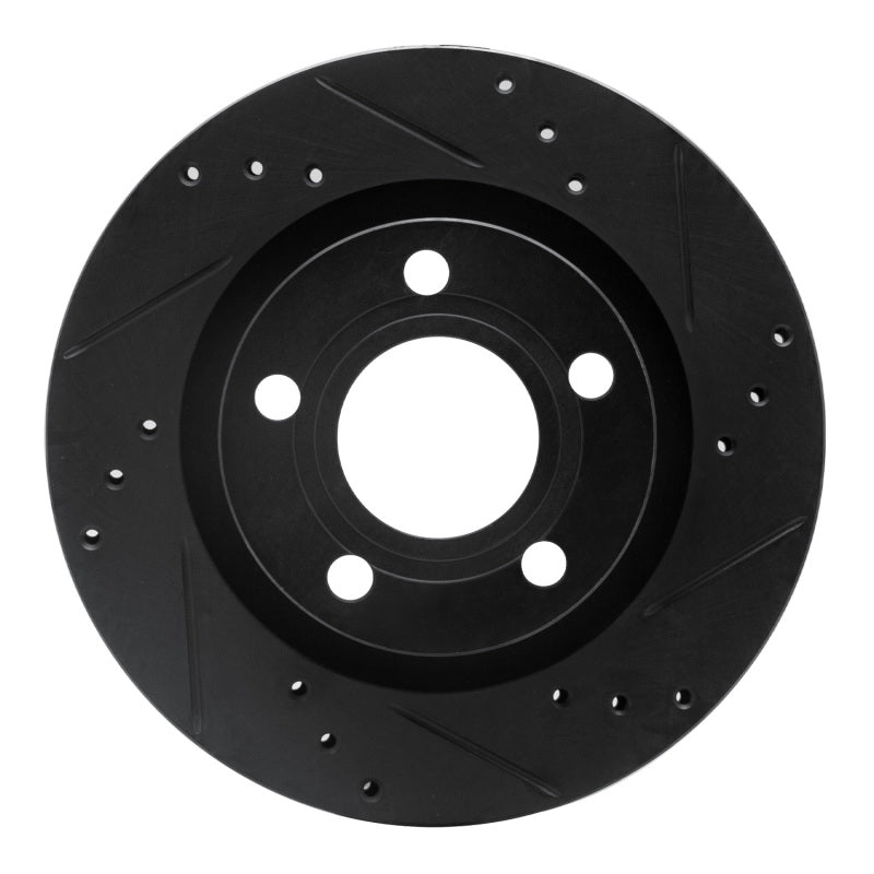 R1 Concepts R1 00-03 Audi A8 Rear Right Drilled & Slotted Black Brake Rotor