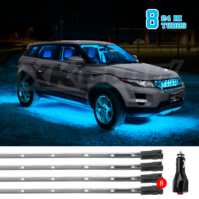 XKGLOW XK Glow Tube Single Color Underglow LED Accent Light Car/Truck Kit Light Blue - 8x24In