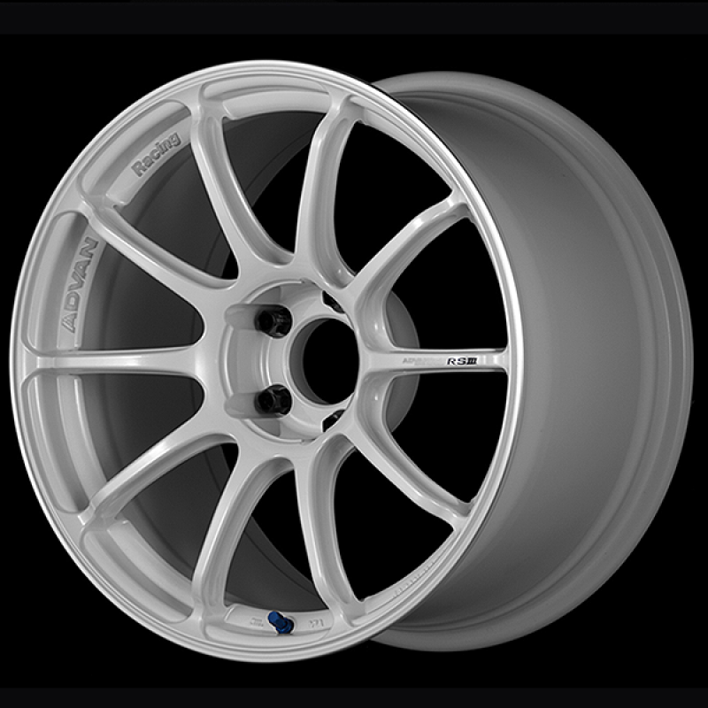 Advan RSIII 18x8.0 / +48 Offset / 5x100 / 63mm Bore / Racing White Metallic and Ring