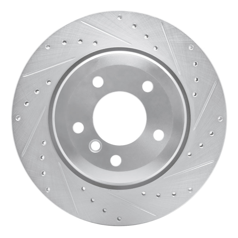 R1 Concepts R1 04-10 BMW 528I Rear Right Drilled & Slotted Silver Brake Rotor