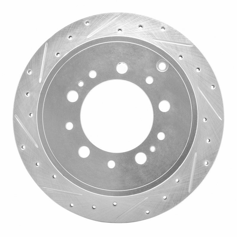 R1 Concepts R1 17-21 Toyota Land Cruiser Rear Left Drilled & Slotted Silver Brake Rotor