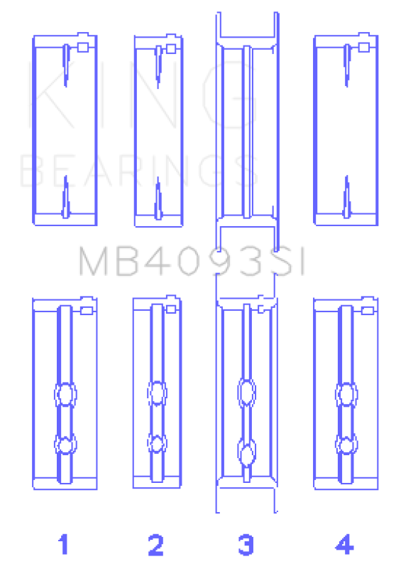 King Engine Bearings Chevrolet/Jeep 173Ci 2.8L (Size +0.75mm) Main Bearing Set