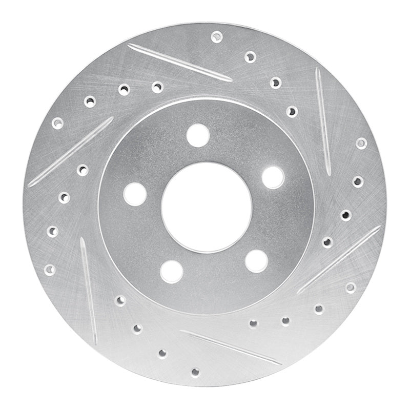 R1 Concepts R1 96-00 Chrysler Voyager Front Right Drilled & Slotted Silver Brake Rotor