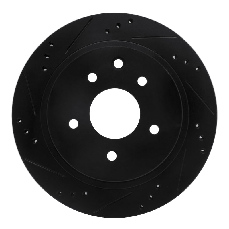 R1 Concepts R1 02-06 Infiniti M45 Rear Left Drilled & Slotted Black Brake Rotor