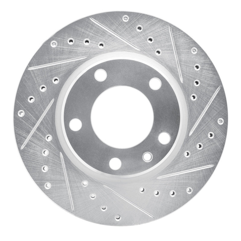 R1 Concepts R1 88-91 BMW M3 Front Right Drilled & Slotted Silver Brake Rotor