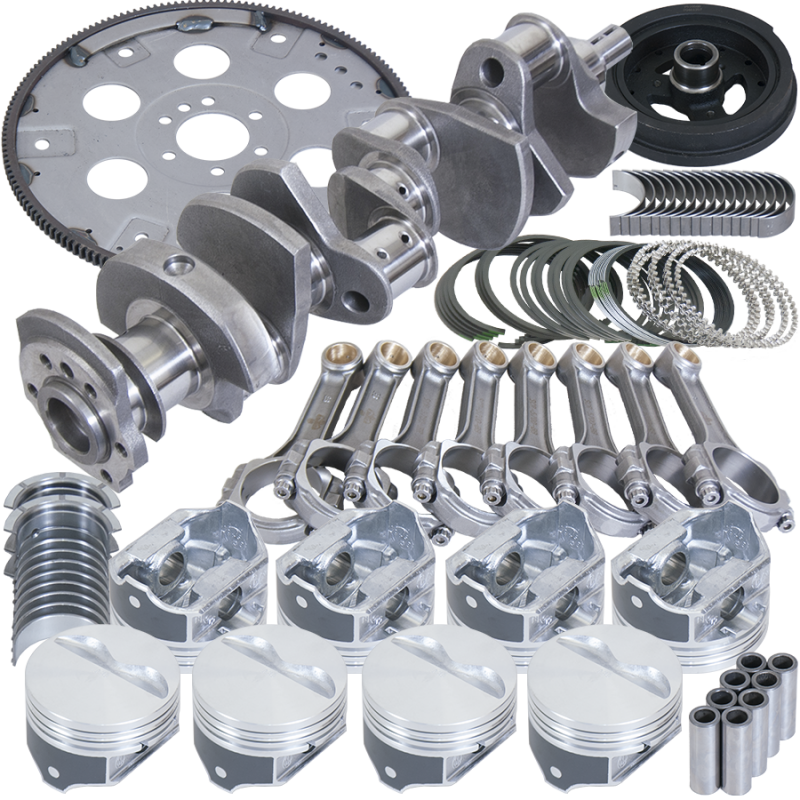Eagle Chevy 350 1Pc 3.480in Crank 5.700in I-Beam Rods 4.060in Pistons 153 Tooth FP Balanced Assembly