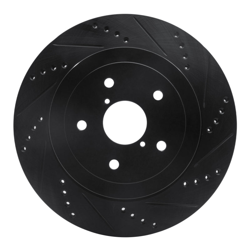R1 Concepts R1 05-07 Subaru Impreza Rear Right Drilled & Slotted Black Brake Rotor