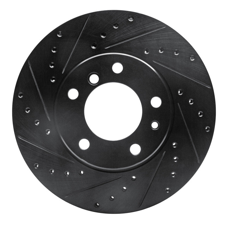 R1 Concepts R1 89-95 BMW 530I Front Left Drilled & Slotted Black Brake Rotor