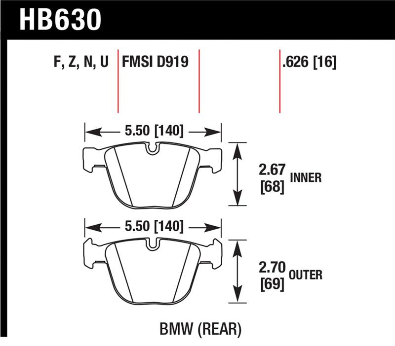Hawk Performance Hawk 04-10 BMW 535i/545i/550i / 04-10 645Ci/650i /02-09 745i/745Li/750 HP+ Street Brake Pads