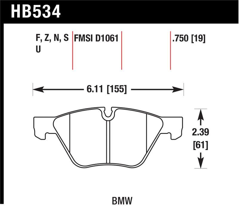 Hawk Performance Hawk 09-11 BMW Z4 / 04-05 525I / 08-11 128I / 06 325I/325XI / 07 328I/328XI HPS Street Front Brake P