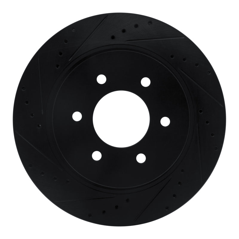 R1 Concepts R1 16-24 Nissan Titan XD Front Left Drilled & Slotted Black Brake Rotor