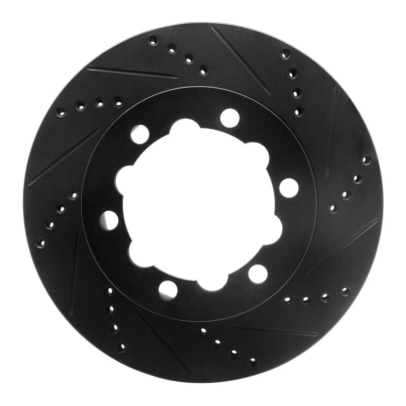 R1 Concepts R1 06-25 American Coach Patriot Rear Right Drilled & Slotted Black Brake Rotor