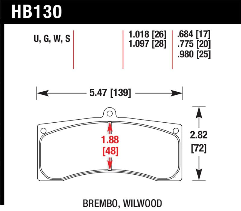 Hawk Performance Hawk Universal Brembo DTC-70 Race Brake Pads Thickness 1.018