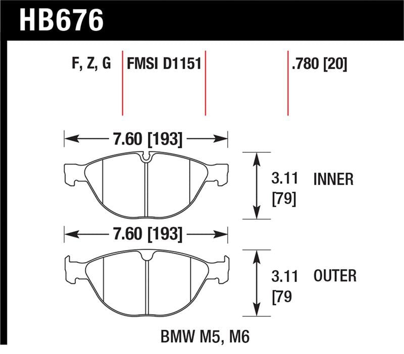 Hawk Performance Hawk 06-10 BMW M5/M6 HPS Street Front Brake Pads