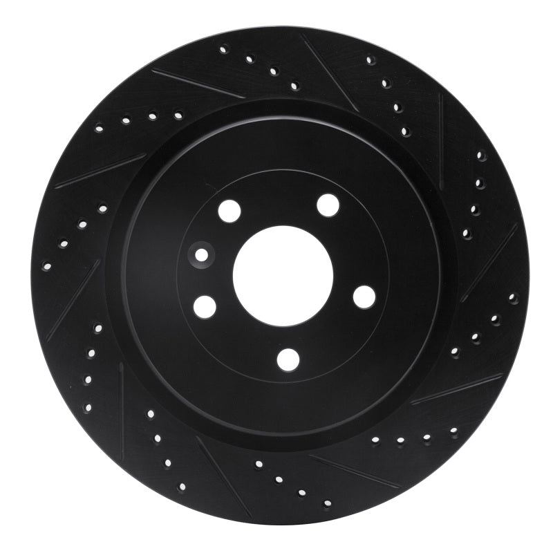 R1 Concepts R1 13-19 Ford Flex Rear Right Drilled & Slotted Black Brake Rotor