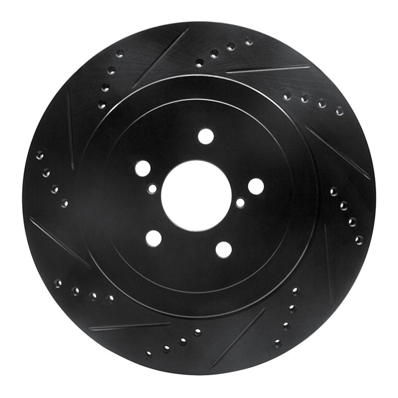 R1 Concepts R1 03-04 Subaru Impreza Rear Left Drilled & Slotted Black Brake Rotor