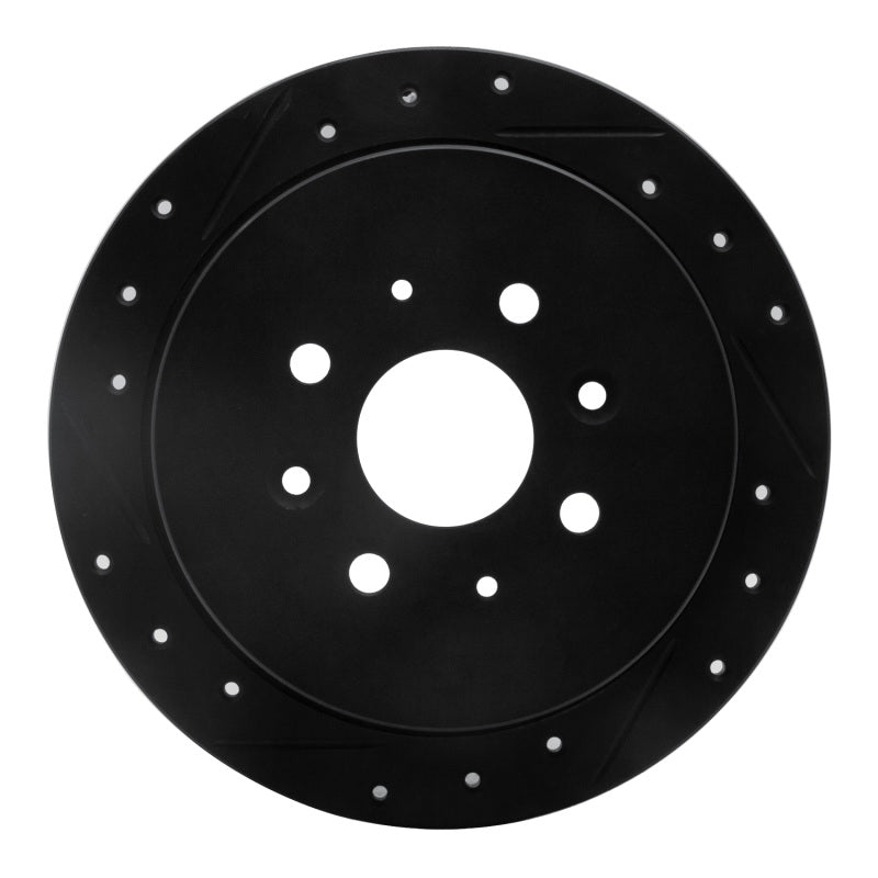 R1 Concepts R1 95-97 Kia Sephia Rear Left Drilled & Slotted Black Brake Rotor