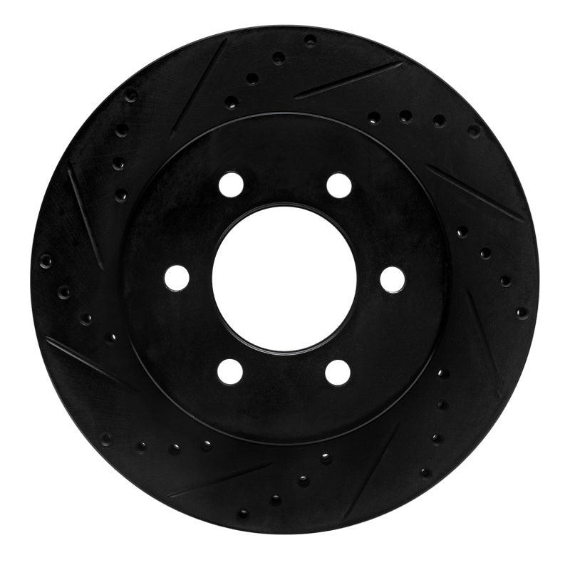 R1 Concepts R1 99-07 Ford E-350 Econoline Club Wagon Rear Left Drilled & Slotted Black Brake Rotor