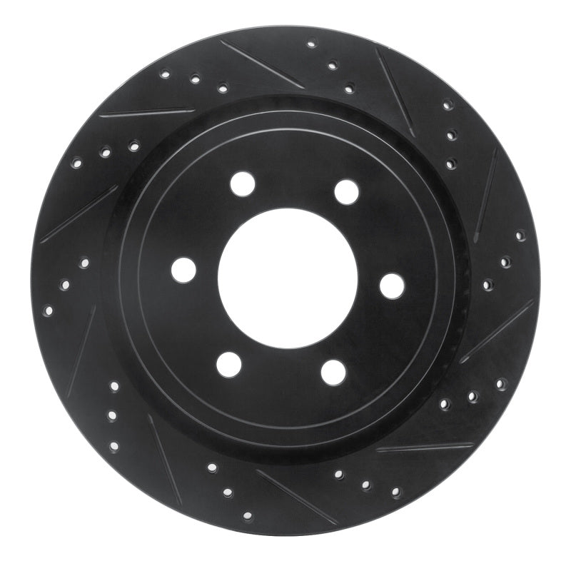 R1 Concepts R1 15-17 Ford F-150 RWD Rear Right Drilled & Slotted Black Brake Rotor