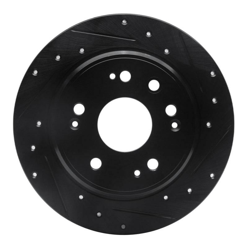 R1 Concepts R1 02-04 Honda CR-V Rear Right Drilled & Slotted Black Brake Rotor