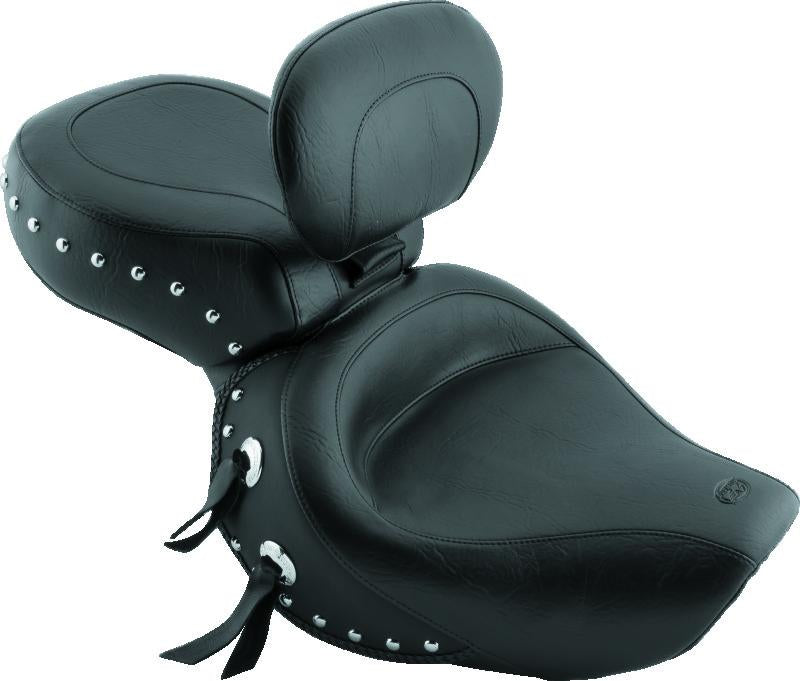Mustang Motorcycle Mustang 00-08 Honda VT1100 Sabre,97-08 Spirit,87-97 Shadow Wide Touring 1PC Seat w/Studs - Black